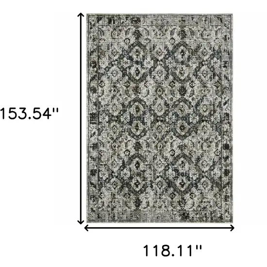 Black and Gray Oriental Power Loom Area Rug Photo 6