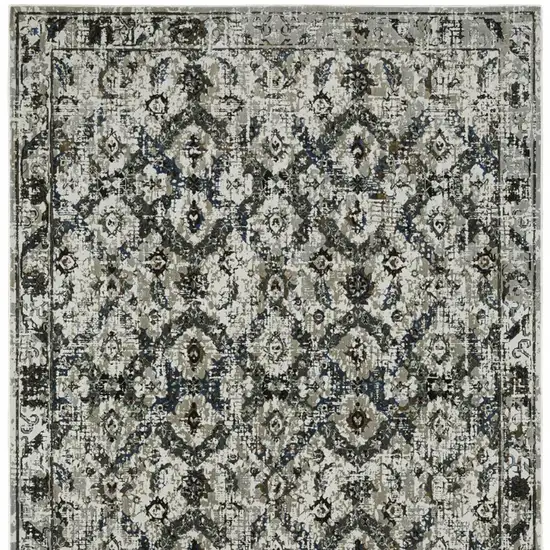 Black and Gray Oriental Power Loom Area Rug Photo 4