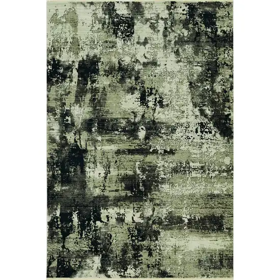 Ivory Charcoal Machine Woven Shrank Abstract Design Indoor Runner Rug Photo 1