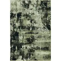 Photo of Ivory Charcoal Machine Woven Shrank Abstract Design Indoor Runner Rug