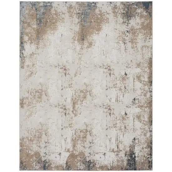 Ivory Charcoal and Taupe Abstract Distressed Non Skid Area Rug Photo 4