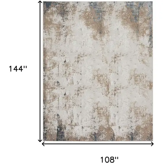 Ivory Charcoal and Taupe Abstract Distressed Non Skid Area Rug Photo 9