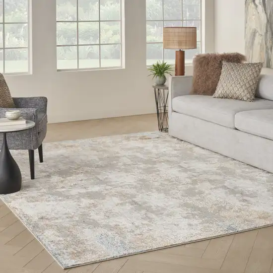 Ivory Charcoal and Taupe Abstract Distressed Non Skid Area Rug Photo 8