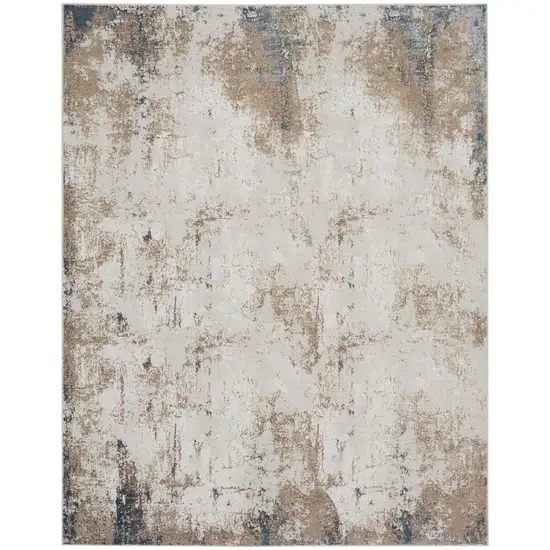 Ivory Charcoal and Taupe Abstract Distressed Non Skid Area Rug Photo 2