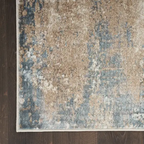 Ivory Charcoal and Taupe Abstract Distressed Non Skid Area Rug Photo 5