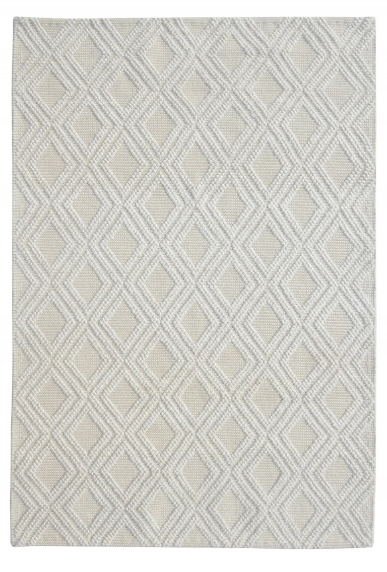 Ivory Diamond Lattice Modern Area Rug Photo 1