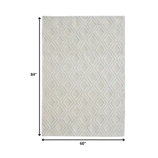 Ivory Diamond Lattice Modern Area Rug Photo 5