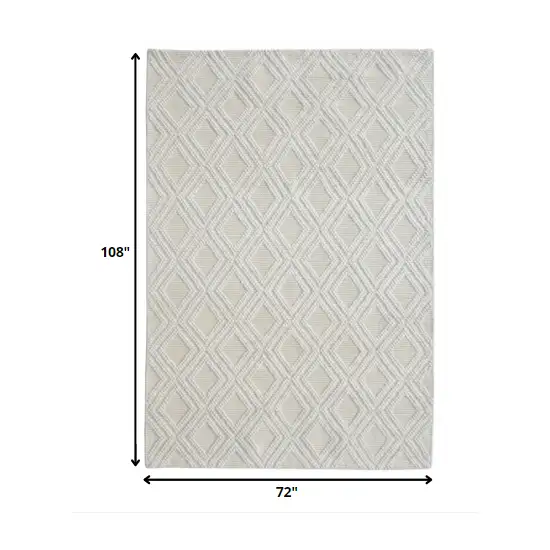 Ivory Diamond Lattice Modern Area Rug Photo 5