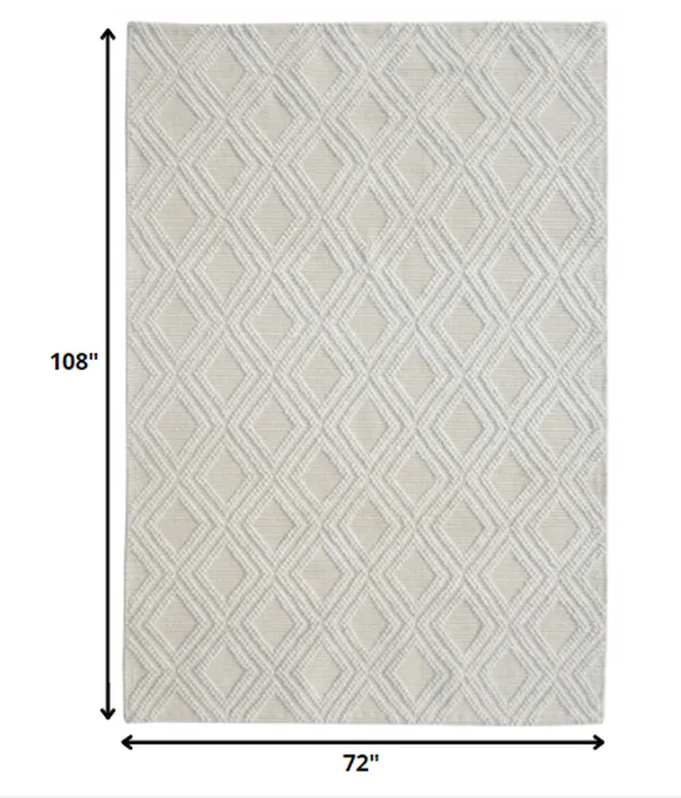 Ivory Diamond Lattice Modern Area Rug Photo 5