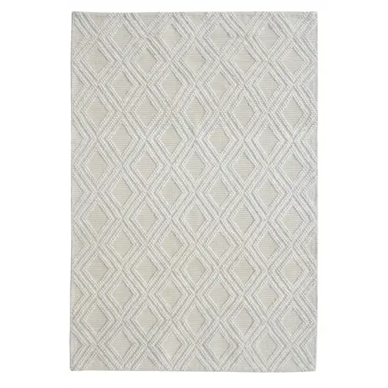 Ivory Diamond Lattice Modern Area Rug Photo 1