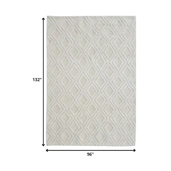 Ivory Diamond Lattice Modern Area Rug Photo 5