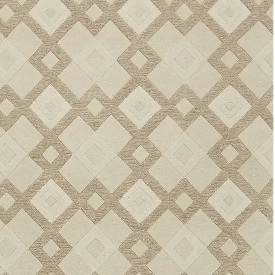 2' X 7' Ivory Diamond Tiles Wool Runner Rug Photo 6