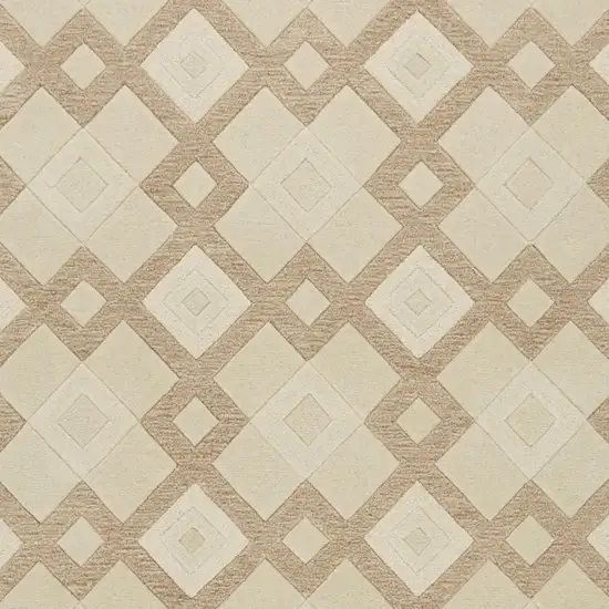 Ivory Diamond Tiles Wool Runner Rug Photo 2