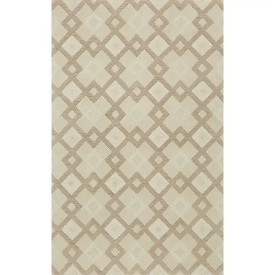 Ivory Diamond Tiles Wool Runner Rug Photo 1