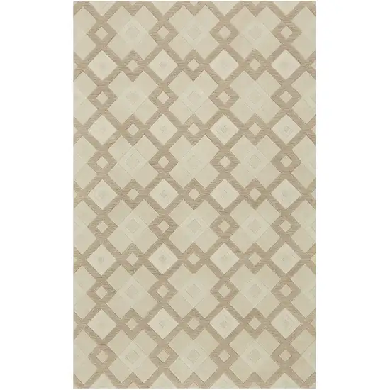 2' X 7' Ivory Diamond Tiles Wool Runner Rug Photo 2