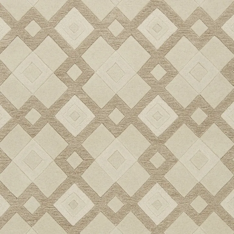 Ivory Diamond Wool Area Rug Photo 2