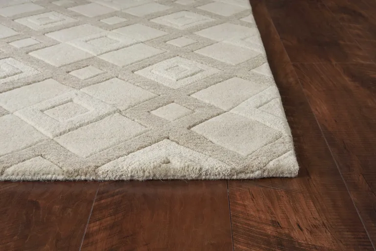 Ivory Diamond Wool Area Rug Photo 3