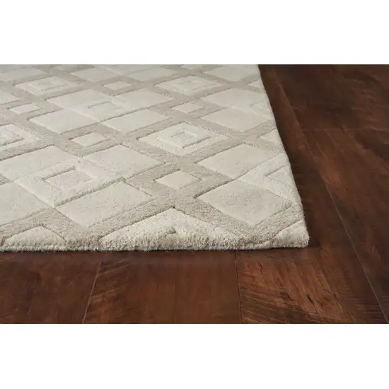 Ivory Diamond Wool Area Rug Photo 3