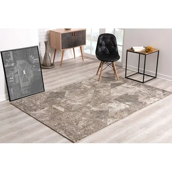 Ivory Distressed Diamonds Area Rug Photo 3