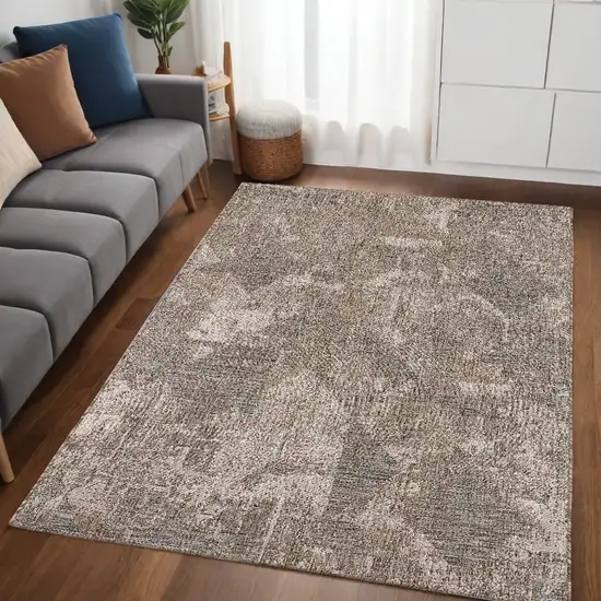 Gray and Ivory Abstract Area Rug Photo 1