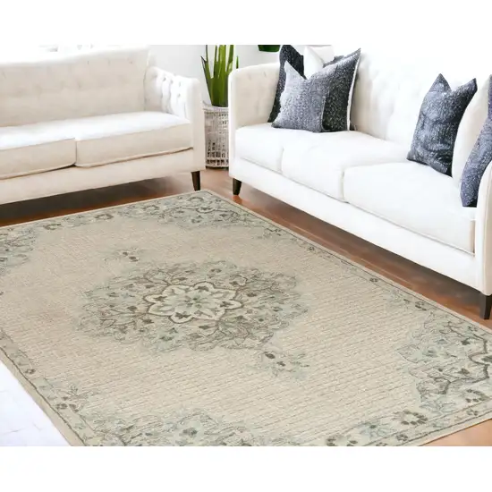 Ivory Wool Handmade Area Rug Photo 1