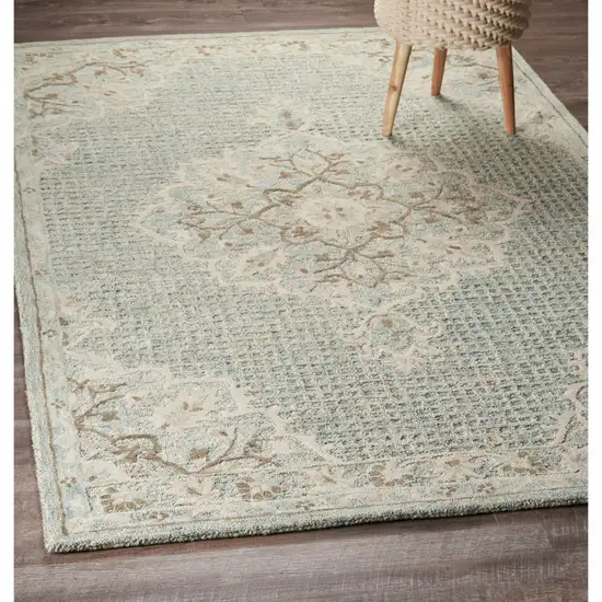 Ivory Distressed Floral Area Rug Photo 8