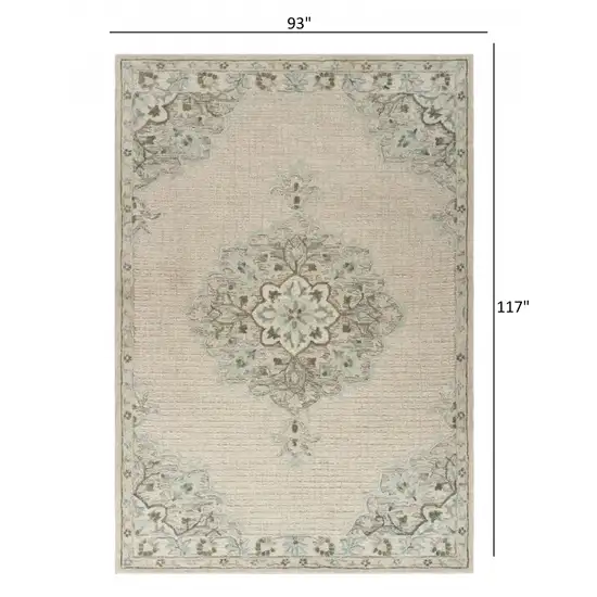 Ivory Distressed Floral Area Rug Photo 6