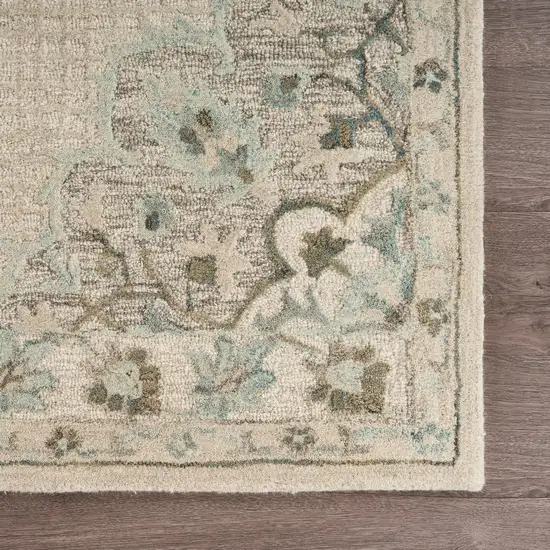 Ivory Distressed Floral Area Rug Photo 5