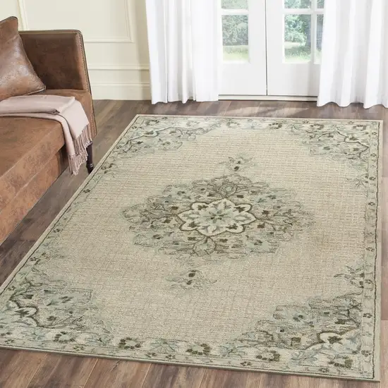 Ivory Distressed Floral Area Rug Photo 8