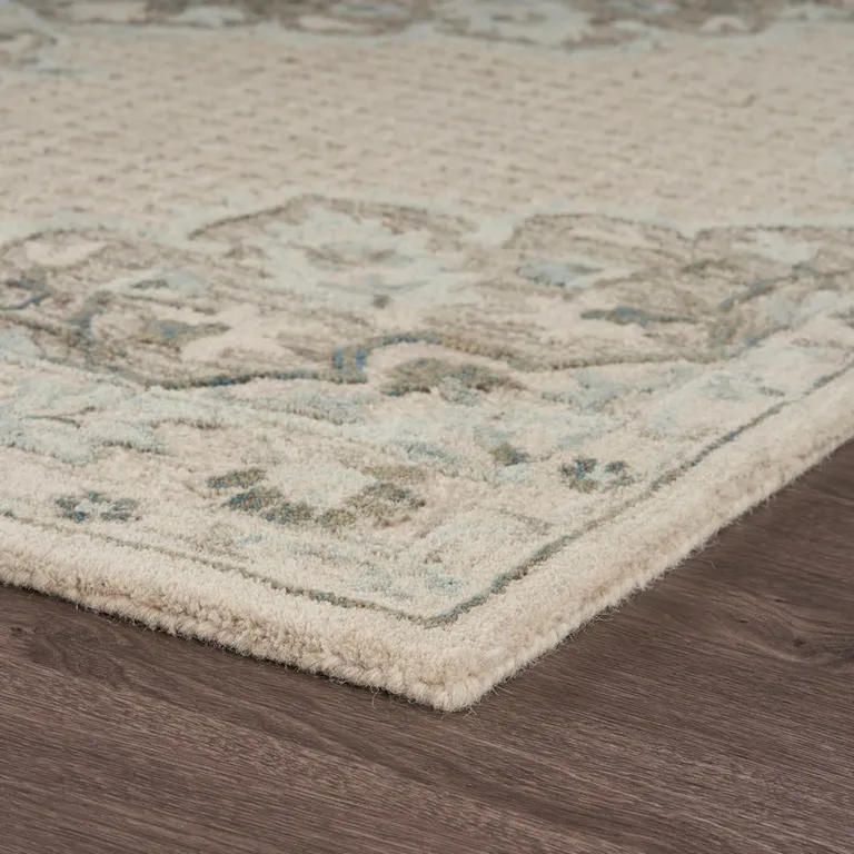 Ivory Distressed Floral Area Rug Photo 3