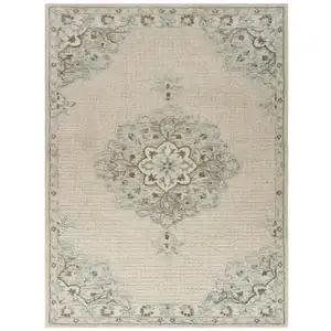 Photo of Ivory Distressed Floral Area Rug