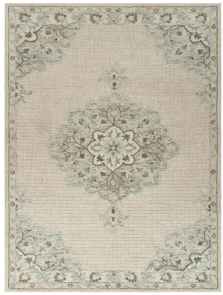 Ivory Distressed Floral Area Rug Photo 1