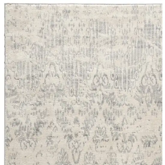 Ivory and Gray Ikat Power Loom Distressed Area Rug Photo 4