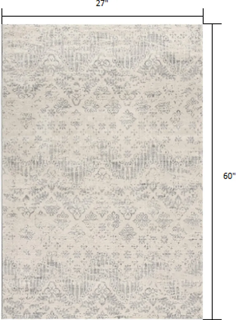 Ivory Distressed Ikat Pattern Area Rug Photo 2