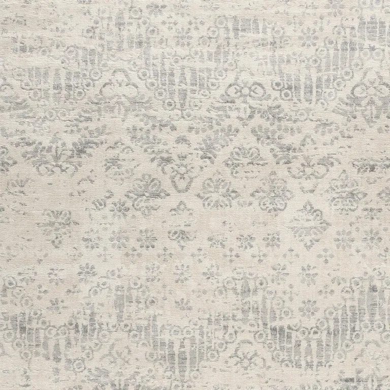 Ivory Distressed Ikat Pattern Area Rug Photo 1