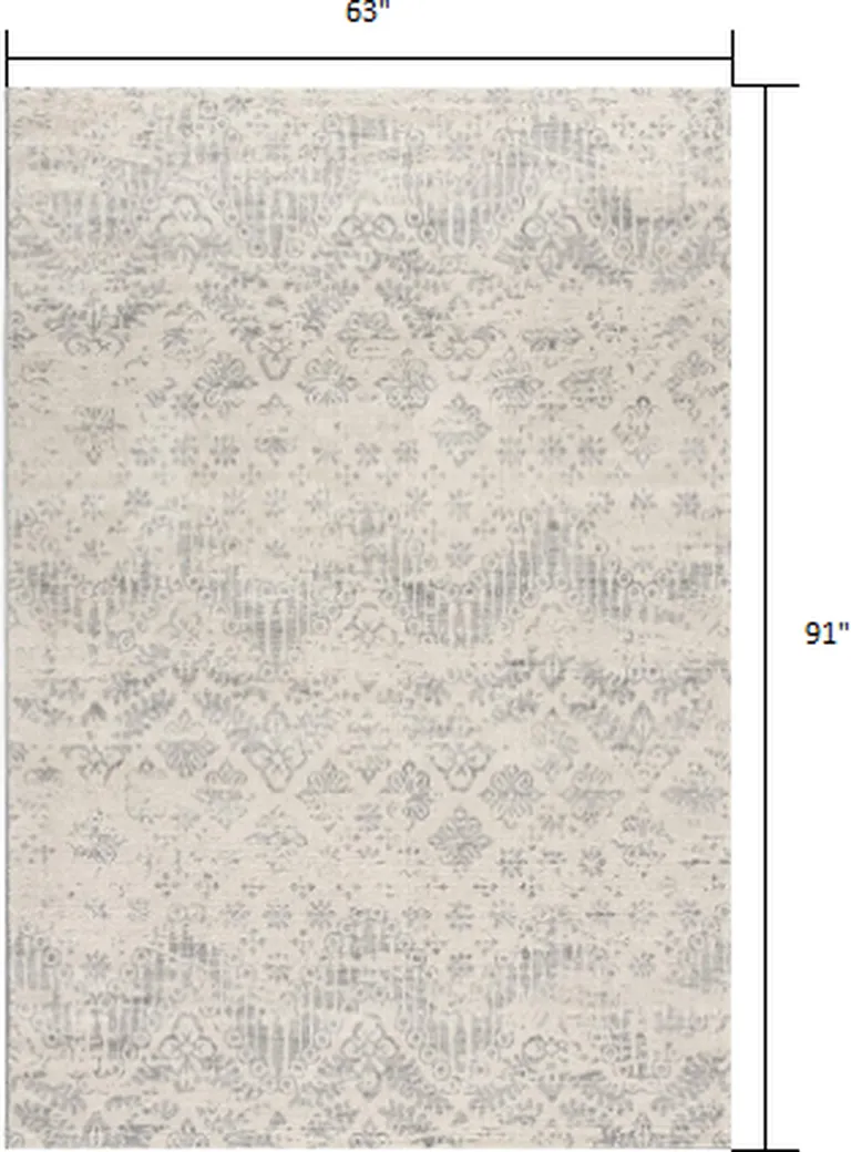 Ivory Distressed Ikat Pattern Area Rug Photo 1