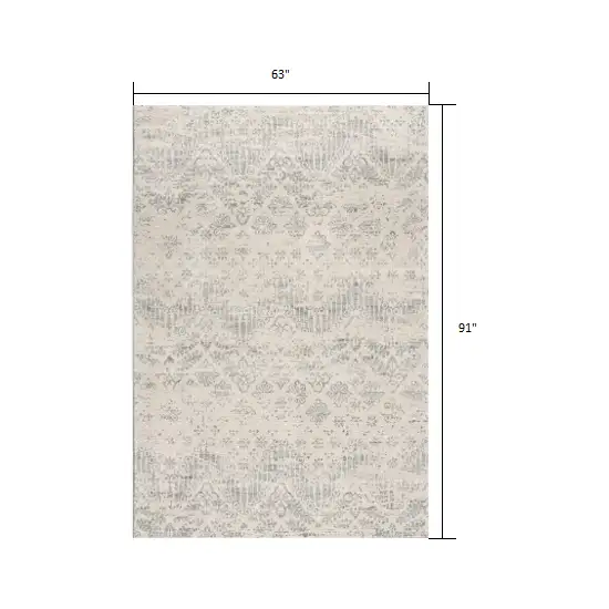 Ivory Distressed Ikat Pattern Area Rug Photo 1