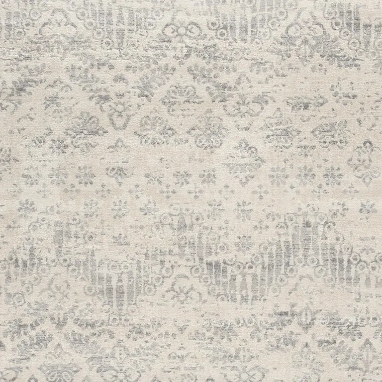 Ivory Distressed Ikat Pattern Area Rug Photo 2