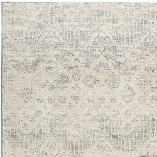 Ivory Distressed Ikat Pattern Area Rug Photo 5