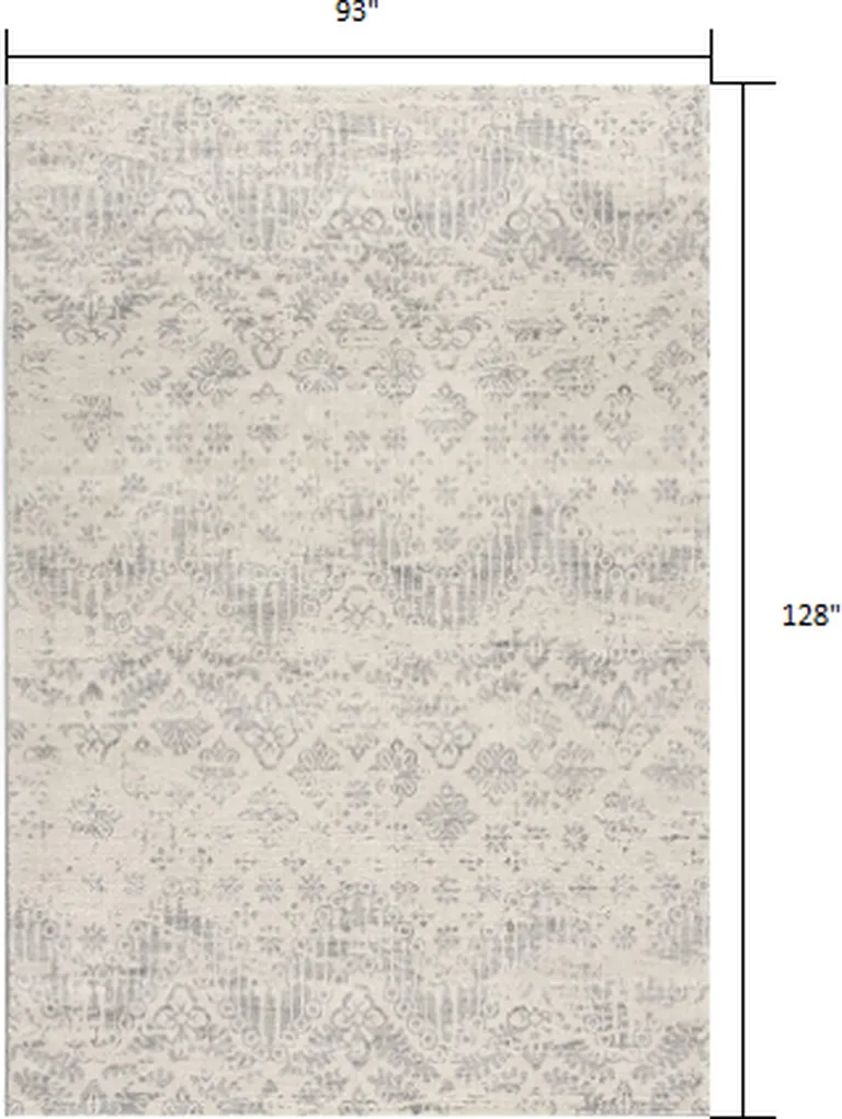 Ivory Distressed Ikat Pattern Area Rug Photo 1