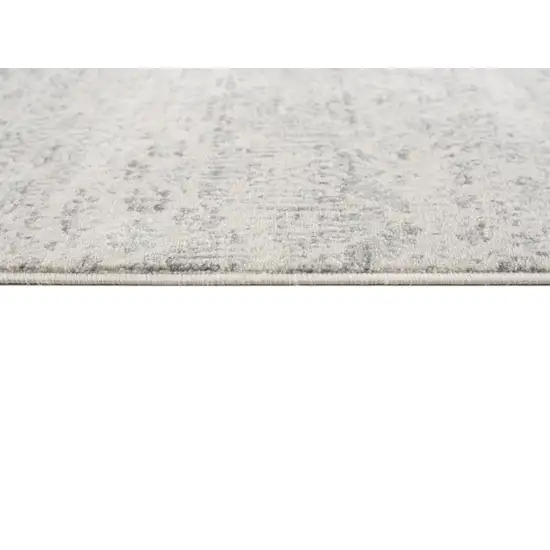 Ivory Distressed Ikat Pattern Runner Rug Photo 5