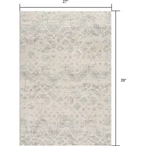 Photo of Ivory Distressed Ikat Pattern Scatter Rug