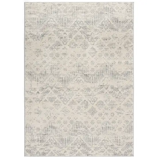 Ivory Distressed Ikat Pattern Scatter Rug Photo 4