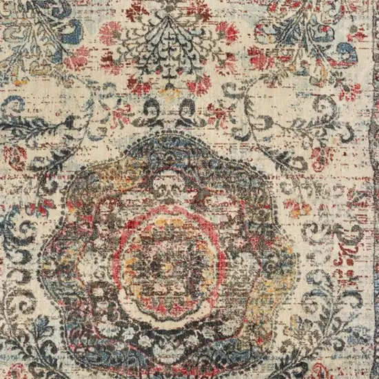 Ivory Distressed Medallion Area Rug Photo 4