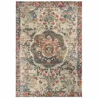 Photo of Ivory Distressed Medallion Area Rug