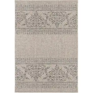 Photo of Ivory Distressed Scroll Pattern Area Rug