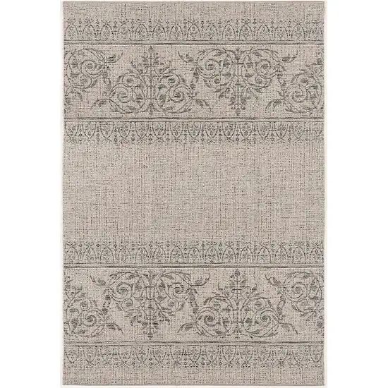 Ivory Distressed Scroll Pattern Area Rug Photo 1