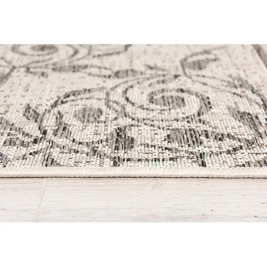 Ivory Distressed Scroll Pattern Area Rug Photo 2