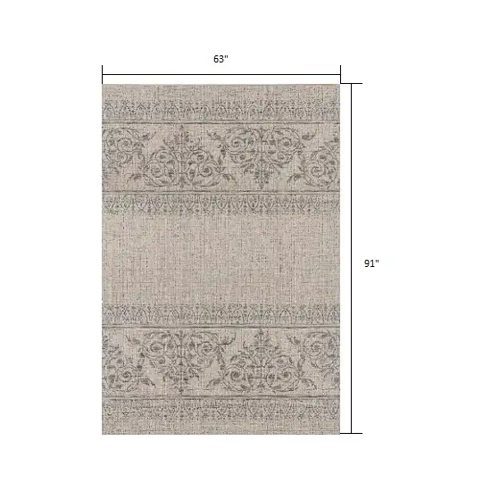 Ivory Distressed Scroll Pattern Area Rug Photo 3