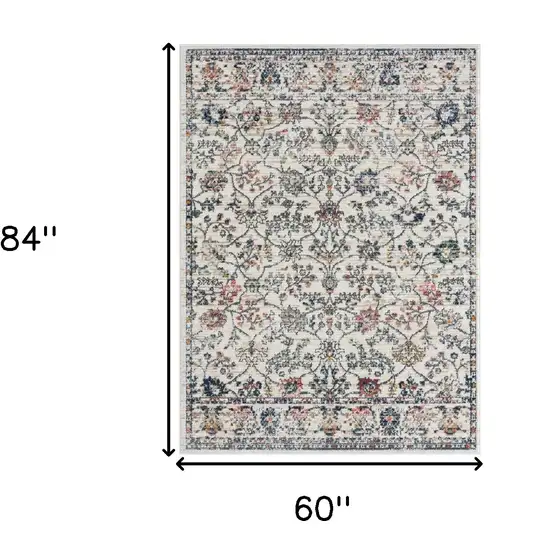 Ivory Floral Area Rug Photo 9